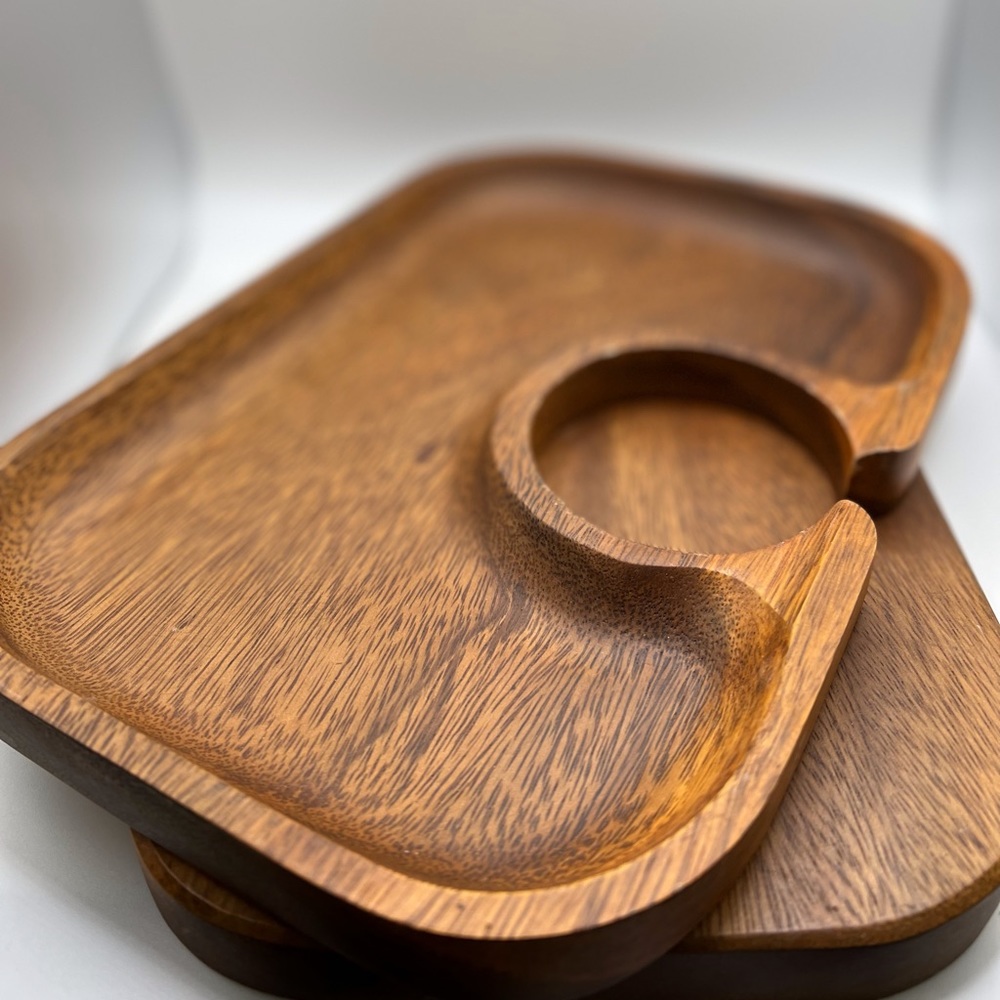 Teak wood wind and dine trays/mcm